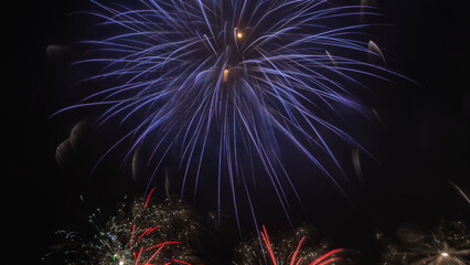 Long Exposure of Fireworks Against a Black Sky. A fireworks display against the night sky. Celebrate concept.
