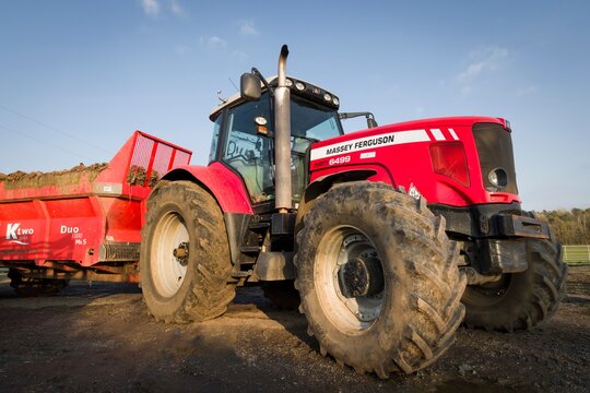 Massey Ferguson Tractor on farm, farmyard, UK