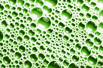 Green foam bubble texture. Eco color water. Washing suds pattern background.