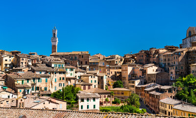 Fototapeta na wymiar View of the medieval city of Siena in Italy