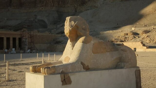 Ancient egyptian sphinx at the Temple of Karnak, tourism destination