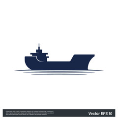 cargo ship icon vector logo template