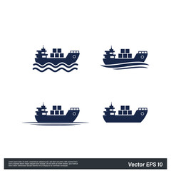 cargo ship icon vector logo template