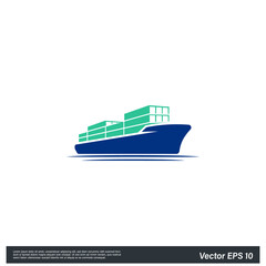 cargo ship icon vector logo template