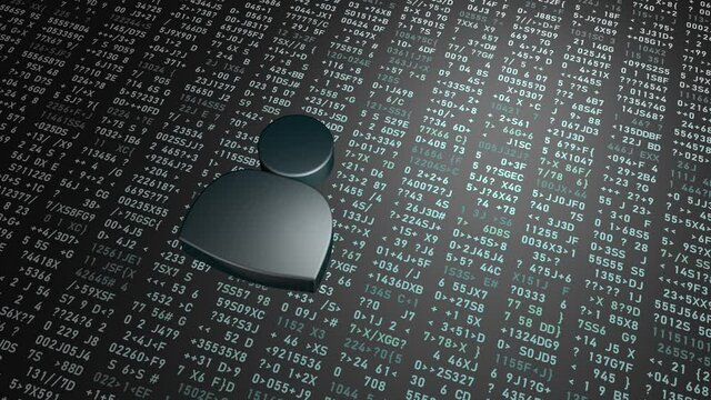 Human icon on a background of numbers and symbols. People in the modern world of digital technologies.