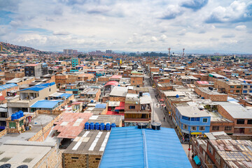 on the heights of Ciudad Bolivar from the cable car, Bogota, Colombia