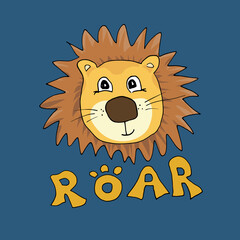 Cute Lion Cartoon Animal baby and children print design Vector Illustration