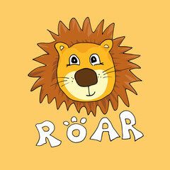 Cute Lion Cartoon Animal baby and children print design Vector Illustration