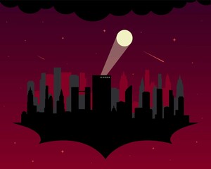 Silhouette Gotham City Background Vector Illustration