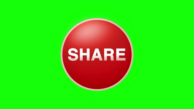 Share Text Button Click Animation on Black Background and Green Screen
