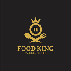 Fototapeta na wymiar Initial letter N King food Logo Design Template. Illustration vector graphic. Design concept fork,spoon and crown With letter symbol. Perfect for cafe, restaurant, cooking business