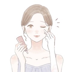 アイクリームを塗る女性