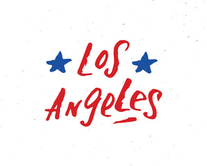 Los Angeles lettering handwritten sign, Hand drawn grunge calligraphic text. Vector illustration