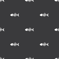 Fish bones Seamless pattern. Fish skeleton sketch, Hand drawn Cartoon Vector illustration