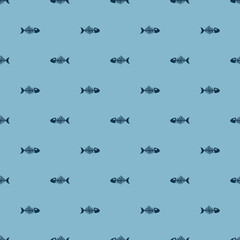 Fish bones Seamless pattern. Fish skeleton sketch, Hand drawn Cartoon Vector illustration