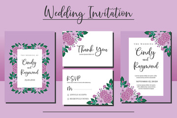 Obraz premium Wedding invitation frame set, floral watercolor hand drawn Camellia with Lily Flower design Invitation Card Template