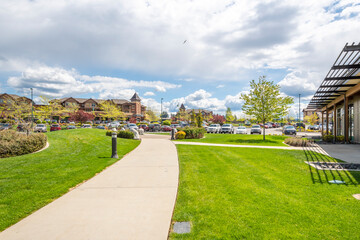 Obraz premium The live, work and play community of Riverstone in the mountain resort town of Coeur d'Alene, Idaho USA.