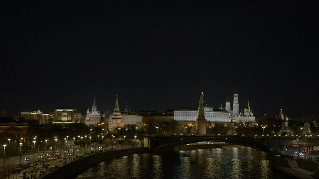 Moscow Kremlin. Moscow - Russia, Night, shot on Red Comodo 6k raw HQ