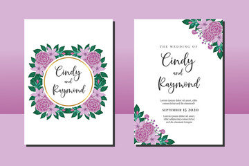 Fototapeta na wymiar Wedding invitation frame set, floral watercolor hand drawn Camellia with Lily Flower design Invitation Card Template