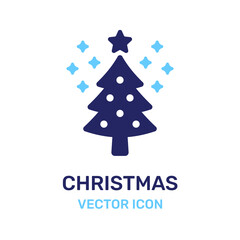 Christmas tree for winter holiday vector icon