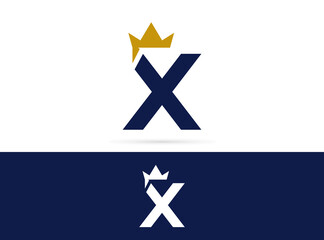Letter X crown logo design. Vector combination of king crown and letter
