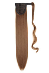 wrap round clip in straight auburn brown synthetic ponytail hair extensions