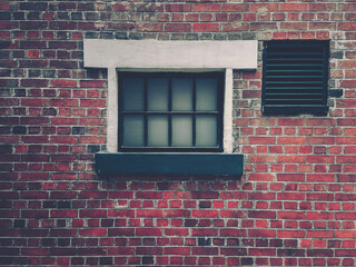 Old window and red wall, vintage style