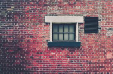 Old window and red wall, vintage style