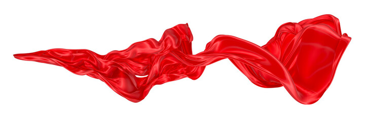 Beautiful flowing fabric of red wavy silk or satin. 3d rendering image.