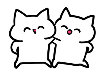 A cat that crosses its shoulders and appeals to friends