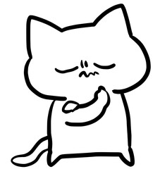 Cat thinking with arms folded