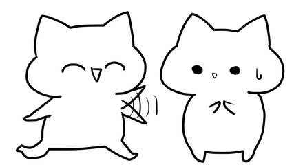 Line drawing of cats that are not good at socializing