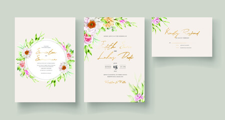watercolor floral invitation card template