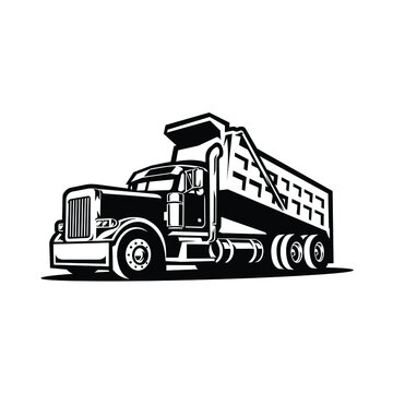 Dump truck silhouette vector. Tipper truck vector isolated