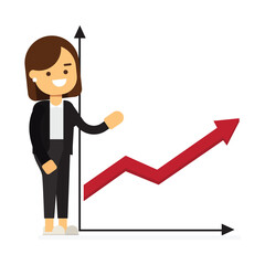 business woman presenting and showing a financial chart. Success, idea, marketing presentations, growing and business strategy