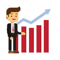 business man presenting and showing a financial chart. Success, idea, marketing presentations, growing and business strategy