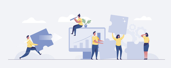 Fototapeta premium teamwork and development concept. Business, office Team. vector illustration