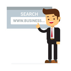 Businessman pointing to the link