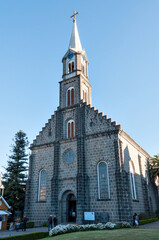 Fototapeta na wymiar a decorated stone church tower