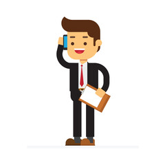 Businessman standing and talking by phone