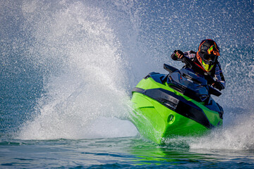 A man driving a jet ski