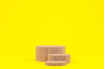 wood podium minimal 3d rendering or product stand for cosmetic product presentation