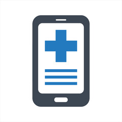 Mobile healthcare icon, vector and glyph
