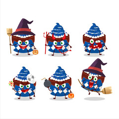 Halloween expression emoticons with cartoon character of sweety cake blueberry