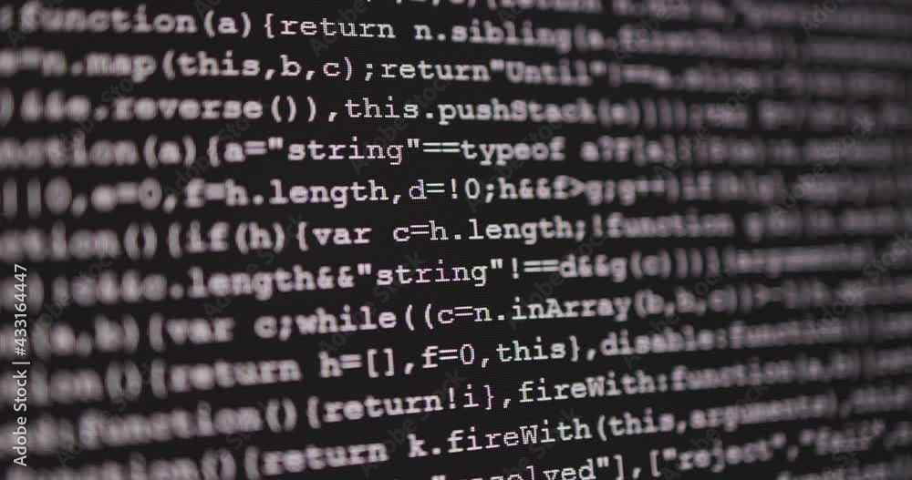 Aufkleber 4K Close up shot programming tag code on PC Monitor scroll down. Background concept for programming and coding web development.