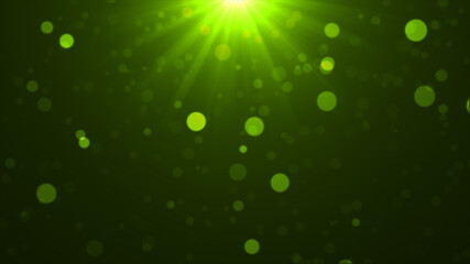 Green falling glowing particles background