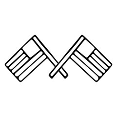 Two crossed flags hand drawn illustration