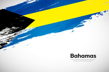 Brush painted grunge flag of Bahamas country. Hand drawn flag style of Bahamas. Creative brush stroke concept background