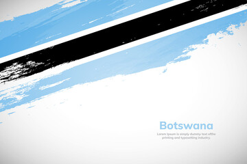 Brush painted grunge flag of Botswana country. Hand drawn flag style of Botswana. Creative brush stroke concept background