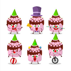 Cartoon character of sweety cake strawberry with various circus shows